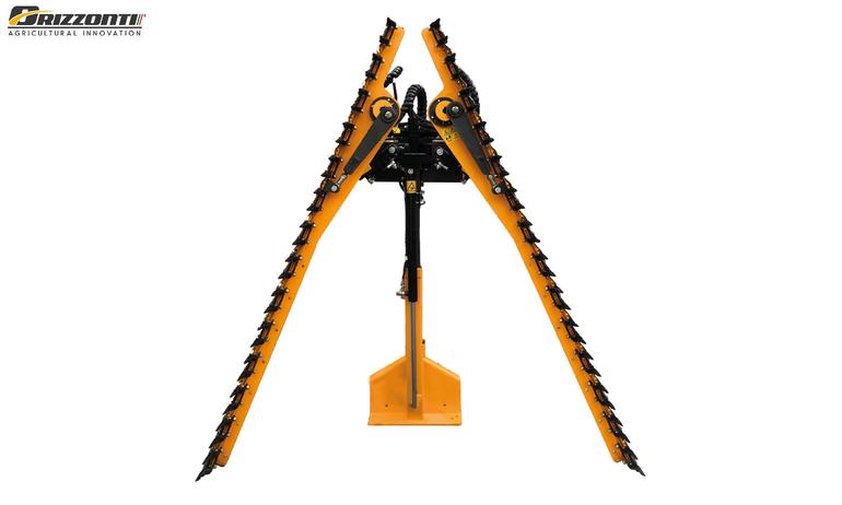 Double-sided fixed column kiwi pruning machine with mowing bars 